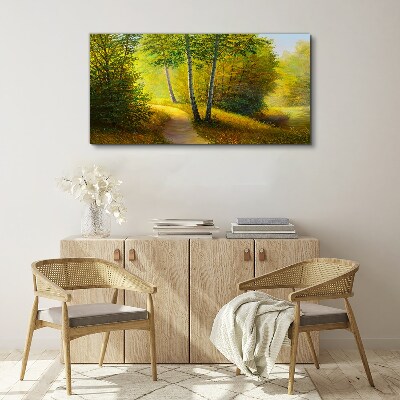 Wandbild Goldener Wald im Sonnenlicht