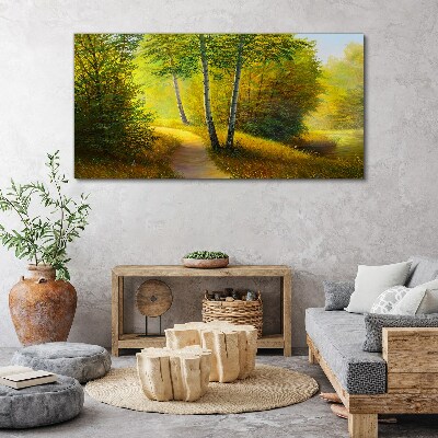 Wandbild Goldener Wald im Sonnenlicht
