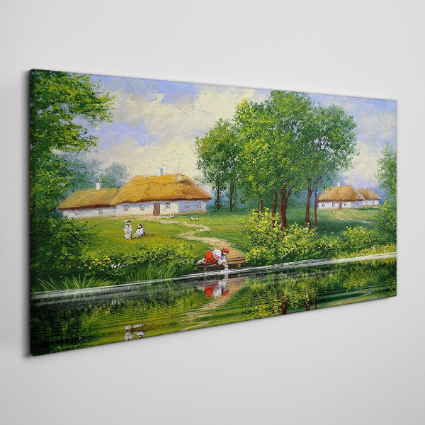 Foto auf leinwand Friedliche ländliche Landschaft am Wasser