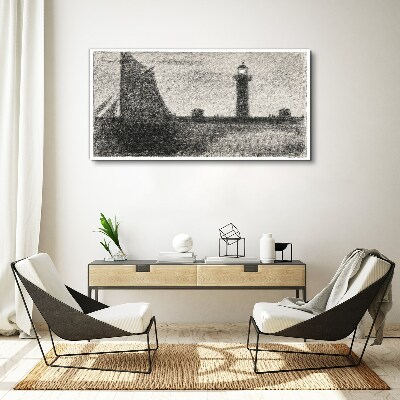 Bild auf leinwand Leuchtturm in monochromer Umgebung