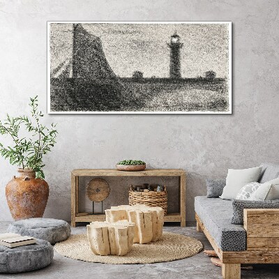 Bild auf leinwand Leuchtturm in monochromer Umgebung
