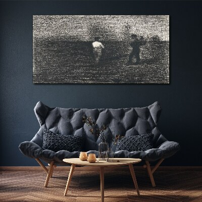 Foto leinwand Neblige Figuren vor dem Landschaftshintergrund