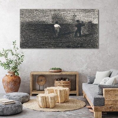 Foto leinwand Neblige Figuren vor dem Landschaftshintergrund