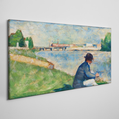 Foto auf leinwand Eine friedliche Landschaft am Fluss
