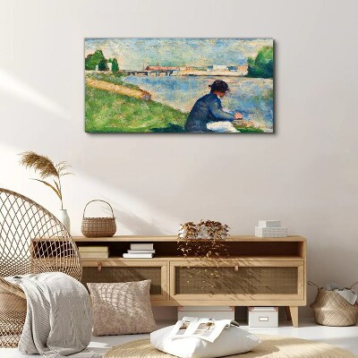 Foto auf leinwand Eine friedliche Landschaft am Fluss