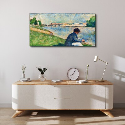 Foto auf leinwand Eine friedliche Landschaft am Fluss