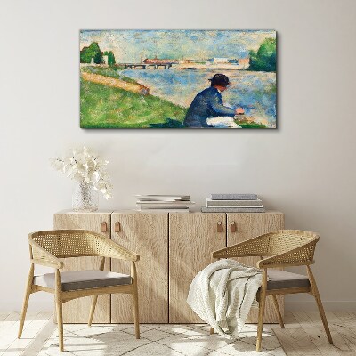 Foto auf leinwand Eine friedliche Landschaft am Fluss