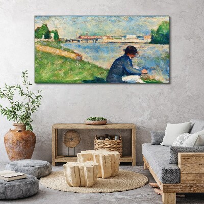Foto auf leinwand Eine friedliche Landschaft am Fluss