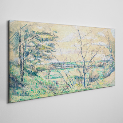 Foto auf leinwand Eine friedliche Landschaft mit Bäumen
