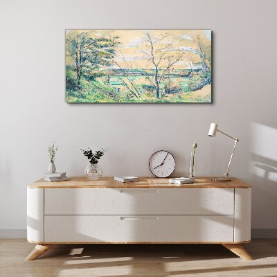 Foto auf leinwand Eine friedliche Landschaft mit Bäumen