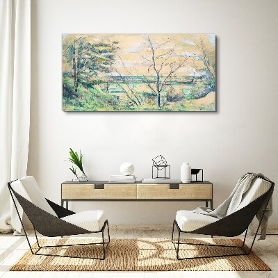 Foto auf leinwand Eine friedliche Landschaft mit Bäumen