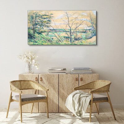 Foto auf leinwand Eine friedliche Landschaft mit Bäumen