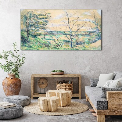 Foto auf leinwand Eine friedliche Landschaft mit Bäumen