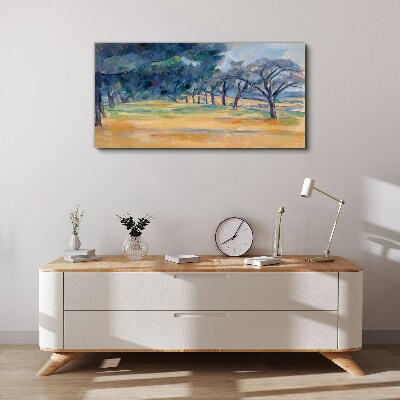 Foto auf leinwand Eine friedliche Landschaft mit Bäumen