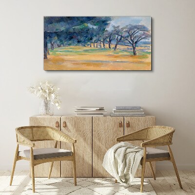 Foto auf leinwand Eine friedliche Landschaft mit Bäumen