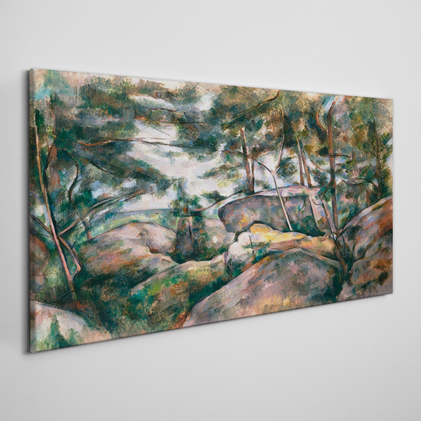 Foto auf leinwand Eine steinige Landschaft zwischen Bäumen