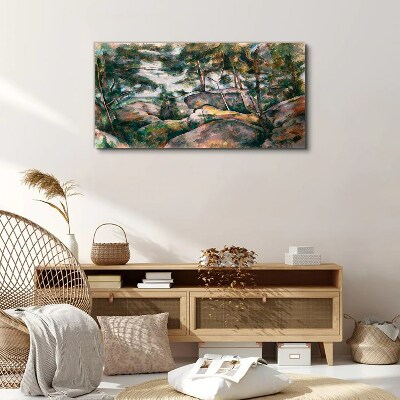 Foto auf leinwand Eine steinige Landschaft zwischen Bäumen