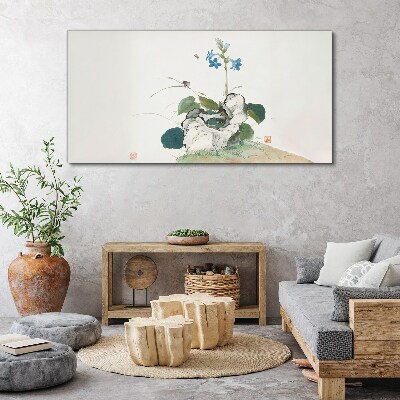 Fotobilder Blume auf einem Steinhintergrund