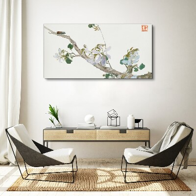 Foto auf leinwand Blütenzweig mit Zikade