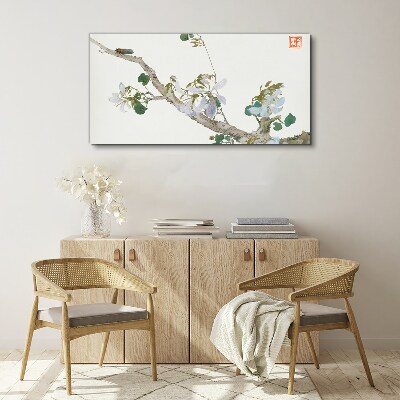 Foto auf leinwand Blütenzweig mit Zikade