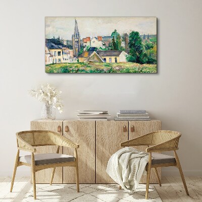 Wandbild Ländliche Landschaft mit einer Kirche