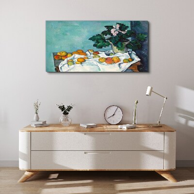 Foto auf leinwand Obsttisch mit Vase