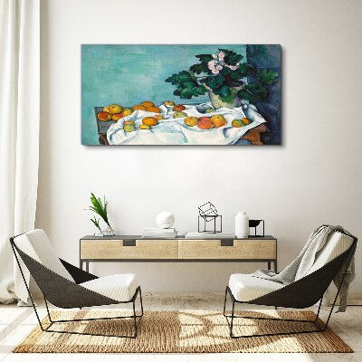 Foto auf leinwand Obsttisch mit Vase
