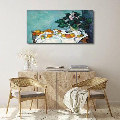 Foto auf leinwand Obsttisch mit Vase