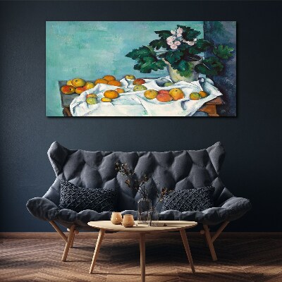 Foto auf leinwand Obsttisch mit Vase