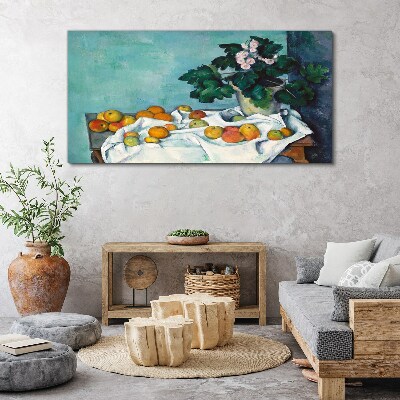 Foto auf leinwand Obsttisch mit Vase