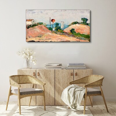 Bild auf leinwand Landschaft mit einem roten Ball