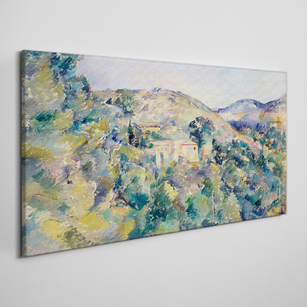 Foto auf leinwand Landschaft mit Häusern zwischen Bäumen