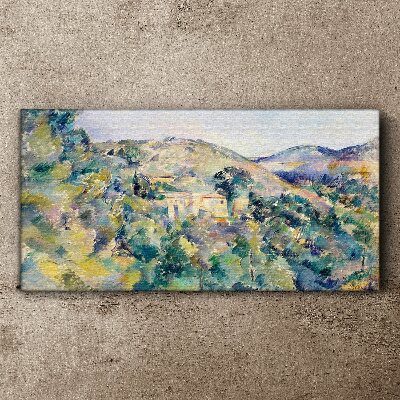 Foto auf leinwand Landschaft mit Häusern zwischen Bäumen