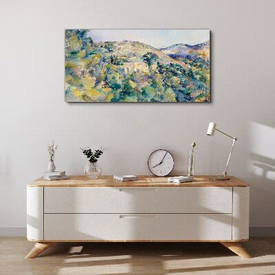 Foto auf leinwand Landschaft mit Häusern zwischen Bäumen