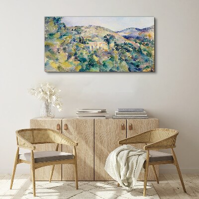 Foto auf leinwand Landschaft mit Häusern zwischen Bäumen