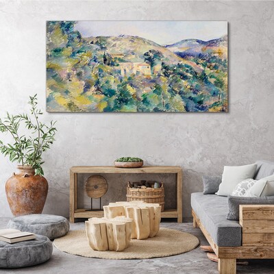 Foto auf leinwand Landschaft mit Häusern zwischen Bäumen