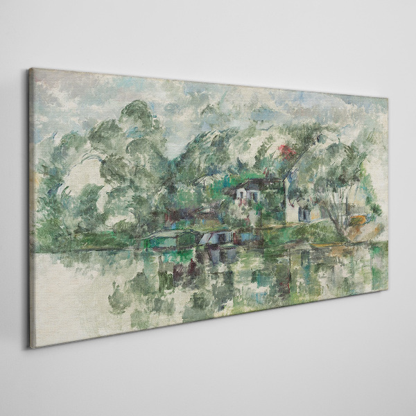 Wandbild Eine friedliche Landschaft am Wasser
