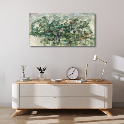 Wandbild Eine friedliche Landschaft am Wasser