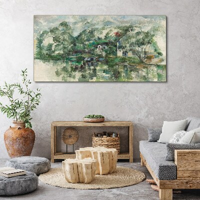 Wandbild Eine friedliche Landschaft am Wasser