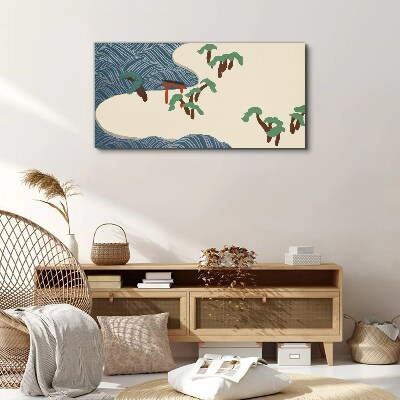 Foto auf leinwand Ruhige Wellen mit Torii-Tor