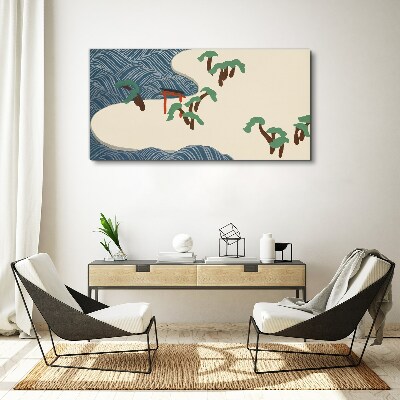 Foto auf leinwand Ruhige Wellen mit Torii-Tor