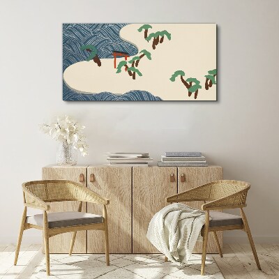 Foto auf leinwand Ruhige Wellen mit Torii-Tor