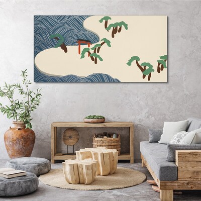 Foto auf leinwand Ruhige Wellen mit Torii-Tor