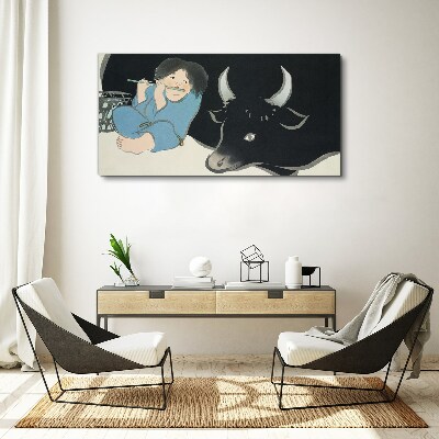 Foto auf leinwand Kindheit mit Rindern