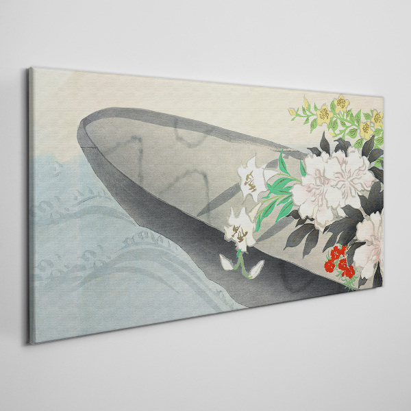 Foto auf leinwand Blumenboot auf ruhigem Wasser