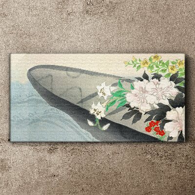 Foto auf leinwand Blumenboot auf ruhigem Wasser