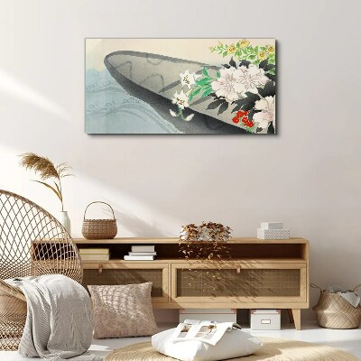 Foto auf leinwand Blumenboot auf ruhigem Wasser