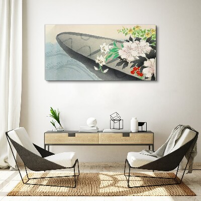 Foto auf leinwand Blumenboot auf ruhigem Wasser