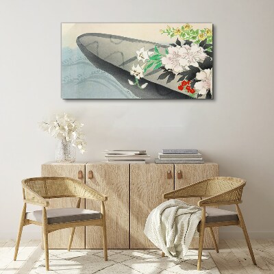 Foto auf leinwand Blumenboot auf ruhigem Wasser