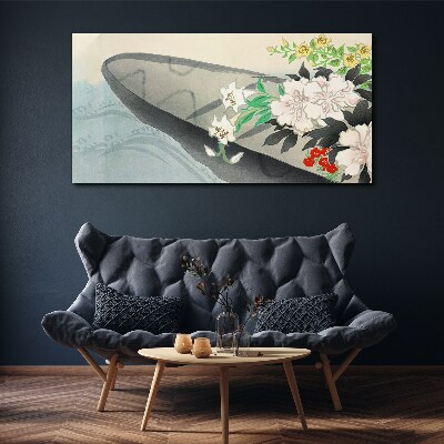 Foto auf leinwand Blumenboot auf ruhigem Wasser